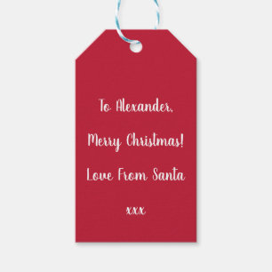 Étiquettes-cadeau L'amour de Noël personnalisé rouge de Père Noël