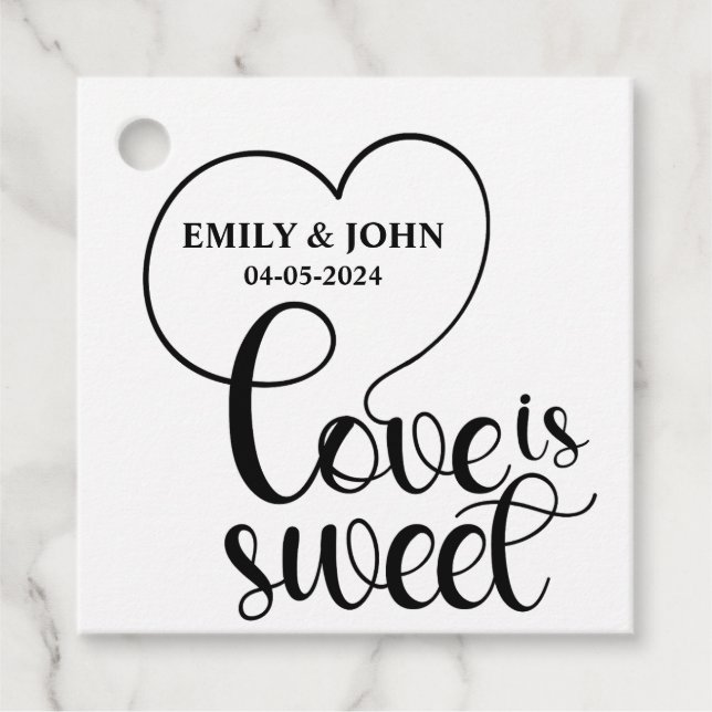 Étiquettes Cadeau L'amour élégant est doux calligraphie Cœur  (Devant)