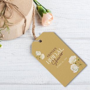 Étiquettes-cadeau L'amour en fleurs avec la douche de mariée à la ro