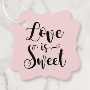 Étiquettes Cadeau L'amour est Douce Rose Calligraphie Mariage Noir