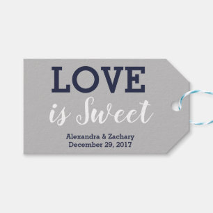 Étiquettes-cadeau L'amour est doux Argent Marine Bleu Mariage Candy
