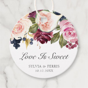 Étiquettes Cadeau L'Amour Est Doux Mariage Fleur de Prunier et Figue