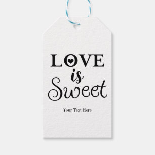 Étiquettes-cadeau L'amour est doux Mariage noir et blanc Faveur pers