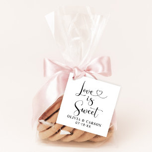 Étiquettes Cadeau L'amour est doux monogramme de cœur en écriture mo