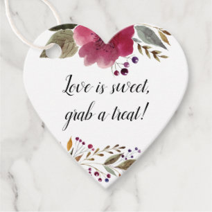 Étiquettes Cadeau L'amour est doux, prenez une friandise Fleurs de M