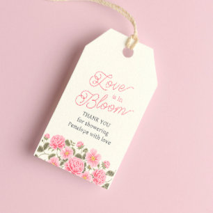 ÉTIQUETTES-CADEAU L'AMOUR EST EN BLOOM ASSEZ ROSE ROSES SAUVAGES