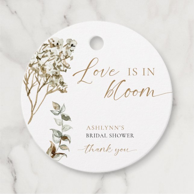 Étiquettes Cadeau L'amour est en Fête des mariées de fleurs Pampas G (Devant)