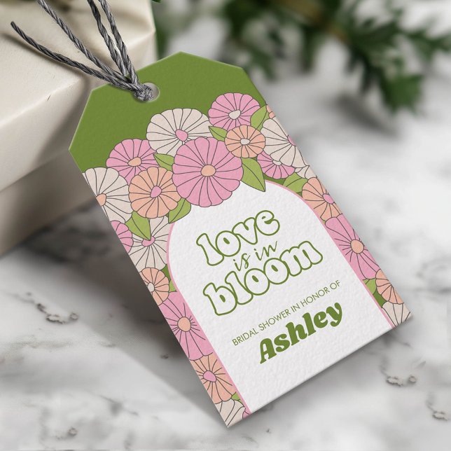 Étiquettes-cadeau L'amour est en fleur - Fête de mariage Boho Flower (Custom Gift Tag)