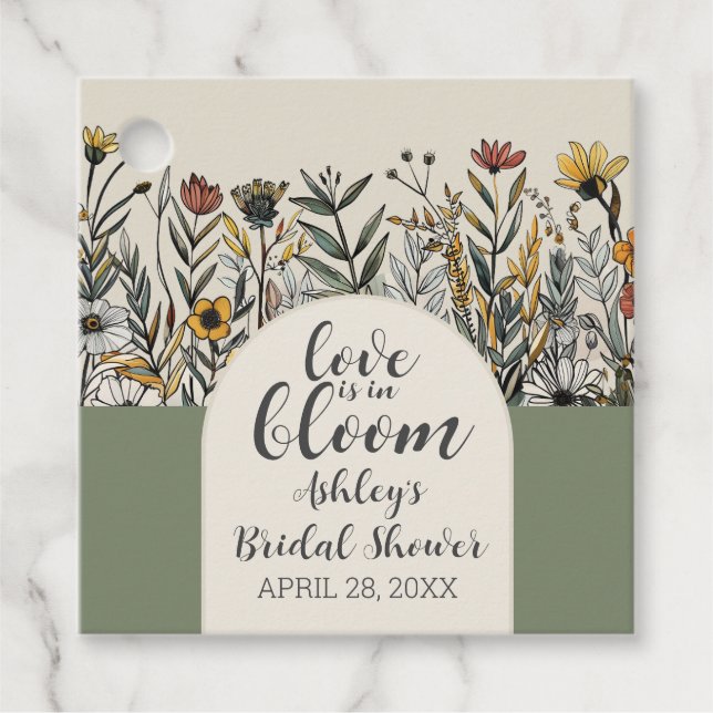 Étiquettes Cadeau L'amour est en fleurs - Fête de mariage Bohème Fle (Devant)