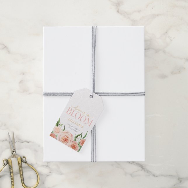 Étiquettes-cadeau L'amour est en fleurs Réception de mariage florale (Avec de la ficelle)