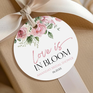 Étiquettes Cadeau L'amour est en fleurs Rose rose floral douche de m
