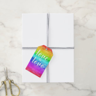 Étiquettes-cadeau "L'amour est l'amour" Aquarelle Pride Arc-en-ciel 