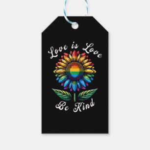 Étiquettes-cadeau L'amour est l'amour Rainbow Sunflower LGBT+ Gay Le