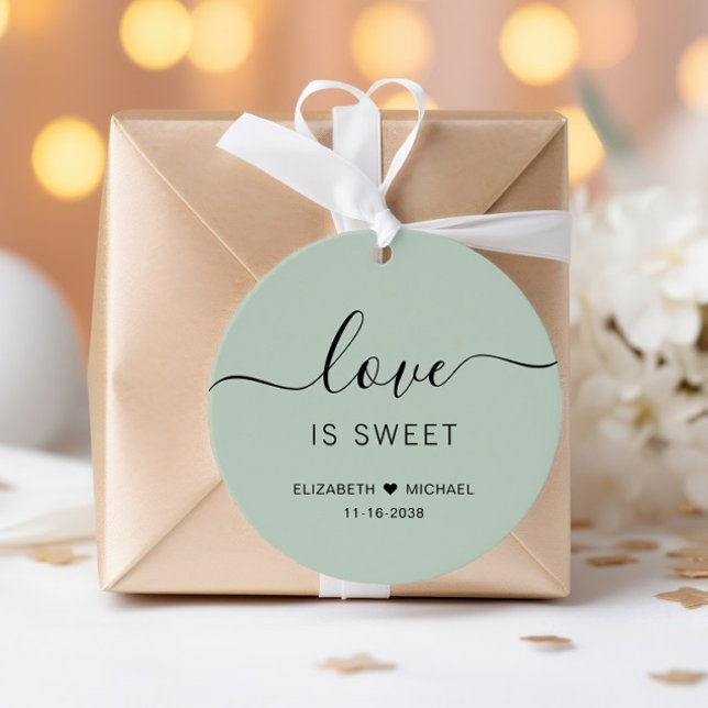 Étiquettes Cadeau L'amour est Mariage vert doux Sage (Créateur téléchargé)