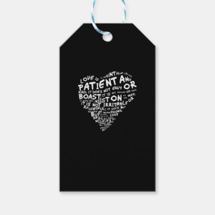 Étiquettes-cadeau L'amour est patient Corinthiens Cœur blanc Style é