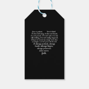 Étiquettes-cadeau L'amour est patient, l'amour est doux, Écriture de