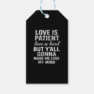 Étiquettes-cadeau L'amour est patient, l'amour est gentil Citation d