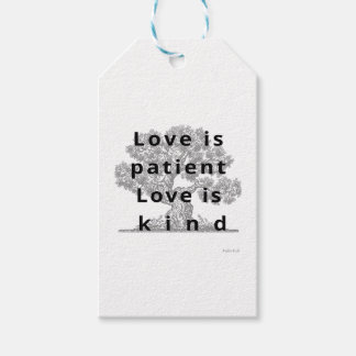 Étiquettes-cadeau L'amour est patient, l'amour est gentil, look clas