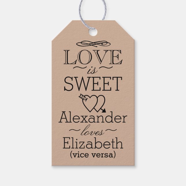 Étiquettes-cadeau L'Amour Est Sucré Vintage Mariage (Devant)
