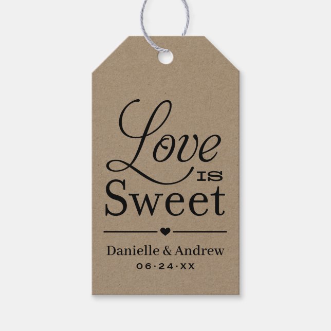Étiquettes-cadeau L'amour est un doux script kraft rustique pour cad (Devant)