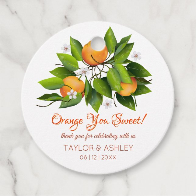 Étiquettes Cadeau L'Amour Est Un Fruit Orange Sucré | MARIAGE (Devant)