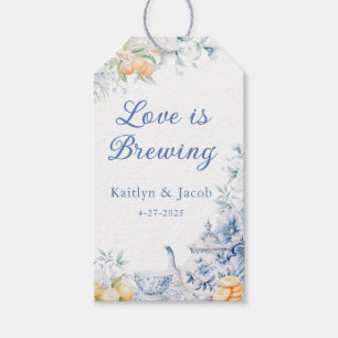 Étiquettes-cadeau L'amour floral bleu brasse la Fête des mariées fav