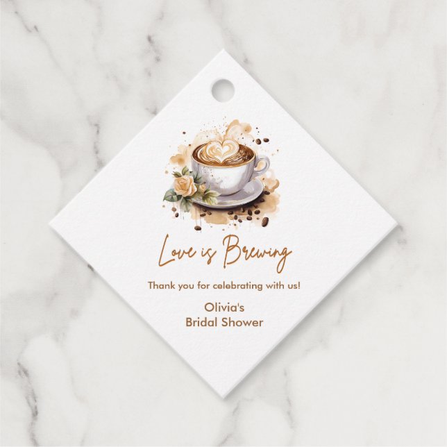 Étiquettes Cadeau L'amour floral est en train de brasser du café mar (Devant)