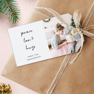 Étiquettes-cadeau L'amour pour la paix et les câlins Photo de Noël