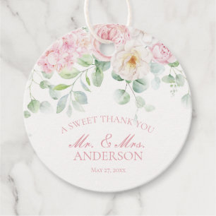 Étiquettes Cadeau L'amour rose en fleur Floral Hydrangea Cercle Mari