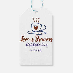 Étiquettes-cadeau L'amour se prépare mariage marron bleu personnalis