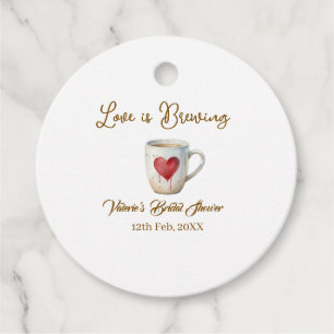 Étiquettes Cadeau L'amour se prépare tasse à café blanche cœur douch