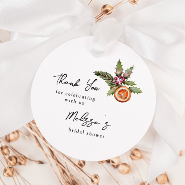 Étiquettes Cadeau Lancement de mariage botanique de Noël (Créateur téléchargé)