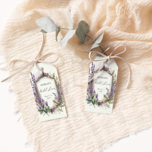 Étiquettes-cadeau Lancement de mariage royal à l'aquarelle lavande