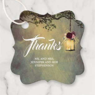 Étiquettes Cadeau Lanterne pendante Rustique Mariage Floral Merci