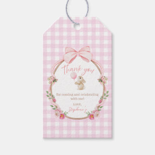 Étiquettes-cadeau Lapin à Nœud Rose Ballon Floral Anniversaire Remer