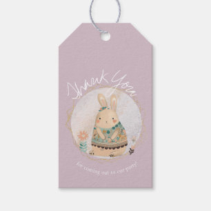 Étiquettes-cadeau Lapin aquarelle Fleur Anniversaire Pâques Merci