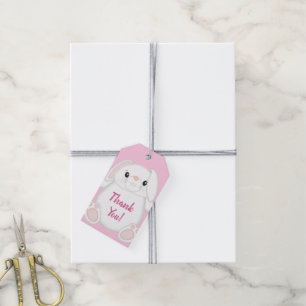 Étiquettes-cadeau Lapin Baby shower rose