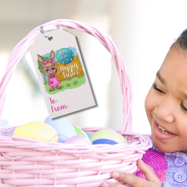 Étiquettes-cadeau Lapin Balloon Diva de Pâques (Créateur téléchargé)
