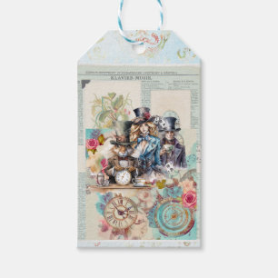 Étiquettes-cadeau Lapin blanc, Chapeau noir et Alice en chapeaux sup