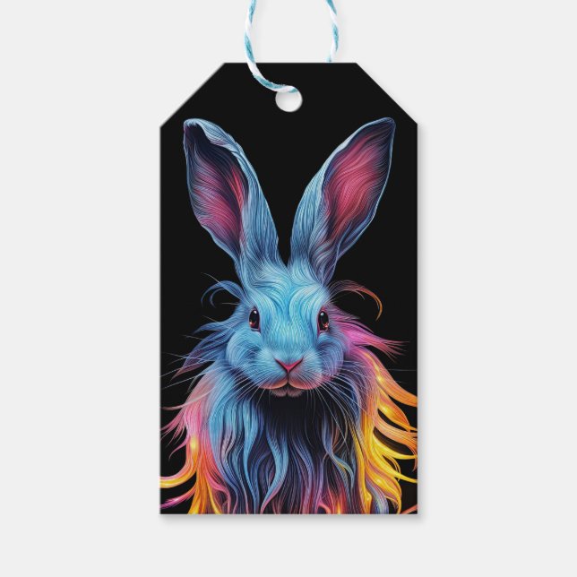 Étiquettes-cadeau Lapin bleu génial en feu  (Devant)