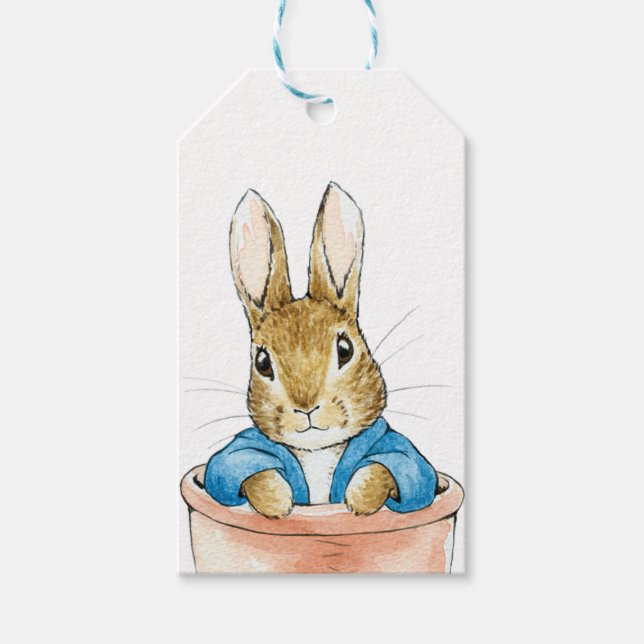 Étiquettes-cadeau Lapin classique assis dans une marmite (Devant)