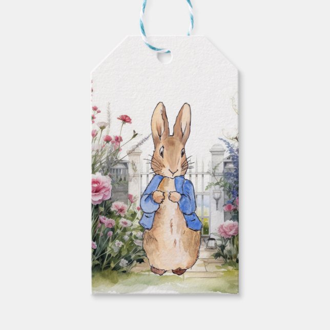 Étiquettes-cadeau Lapin classique en veste bleue (Devant)