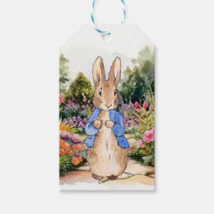 Étiquettes-cadeau Lapin classique en veste bleue