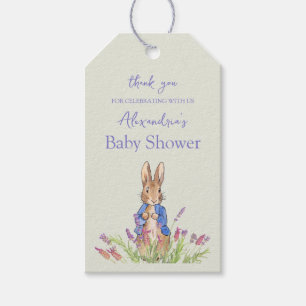 Étiquettes-cadeau Lapin classique personnalisé en veste bleue