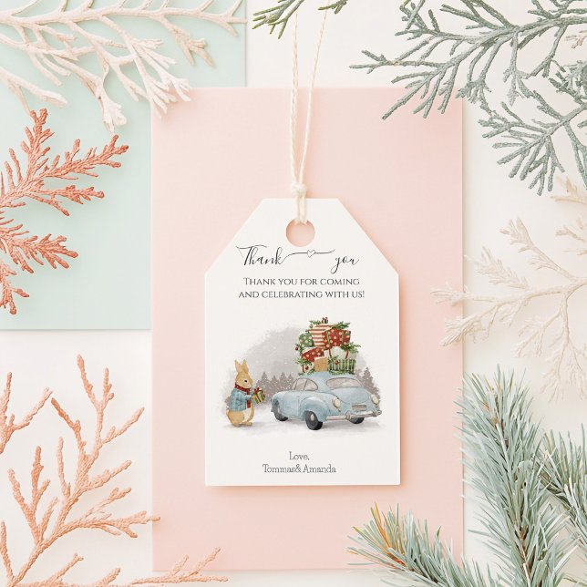 Étiquettes-cadeau Lapin de Noël Pierre et voiture (Créateur téléchargé)