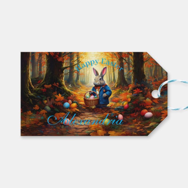 Étiquettes-cadeau Lapin de Pâques  (Devant (Horizontal))