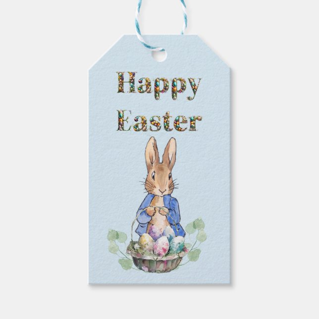 Étiquettes-cadeau lapin de Pâques (Devant)