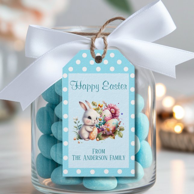 Étiquettes-cadeau Lapin de Pâques à pois (Créateur téléchargé)