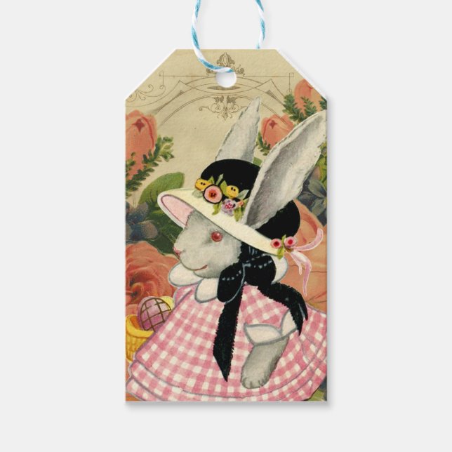 Étiquettes-cadeau Lapin de Pâques aquarelle Mignon (Devant)