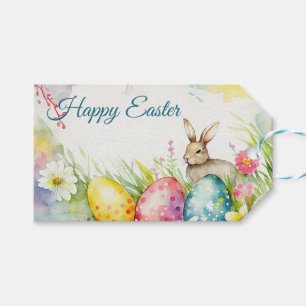 Étiquettes-cadeau Lapin de Pâques avec trois oeufs de Pâques